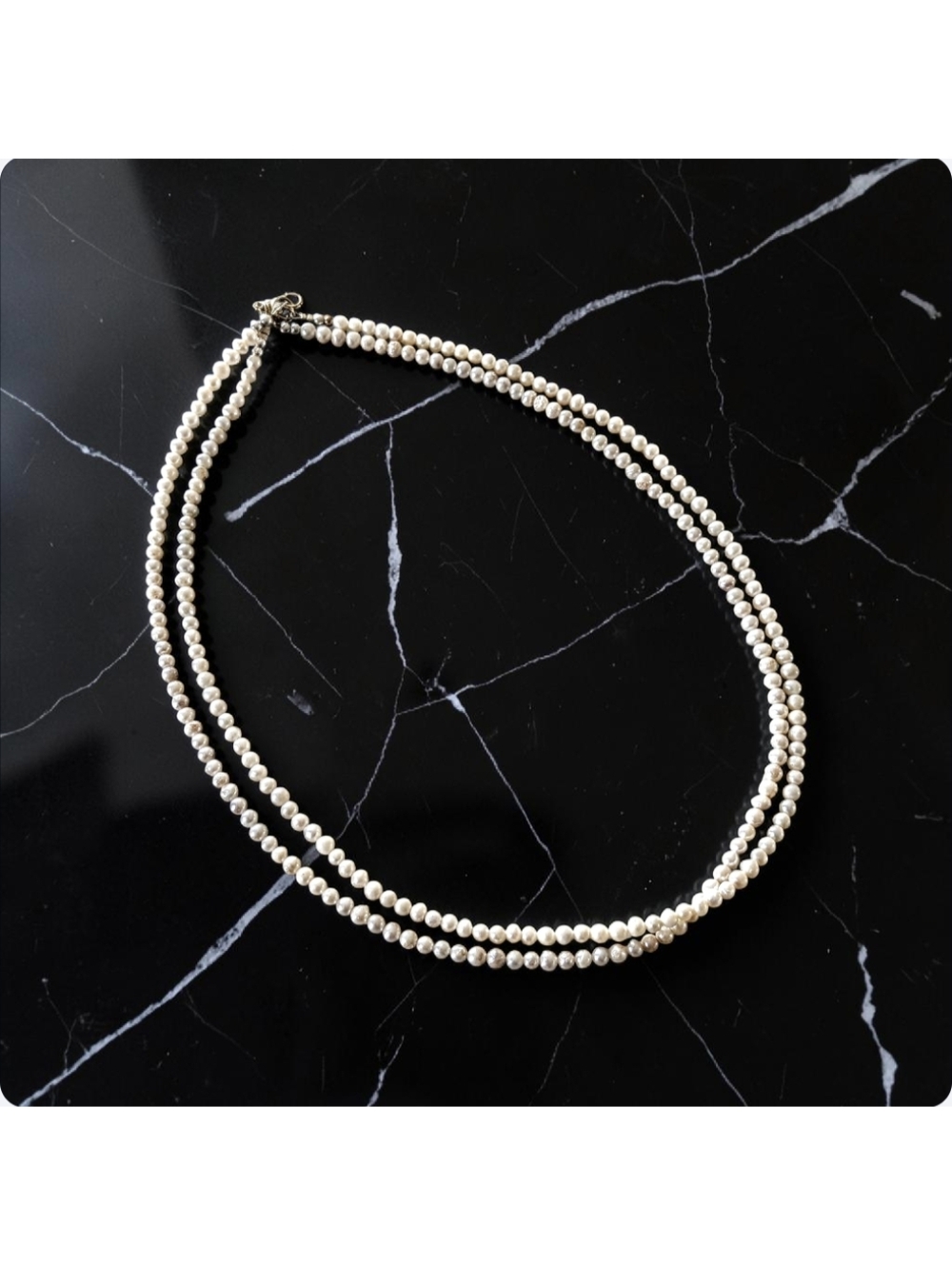 Handmade Freshwater White Pearl Double Strand Necklace - Women Jewelry